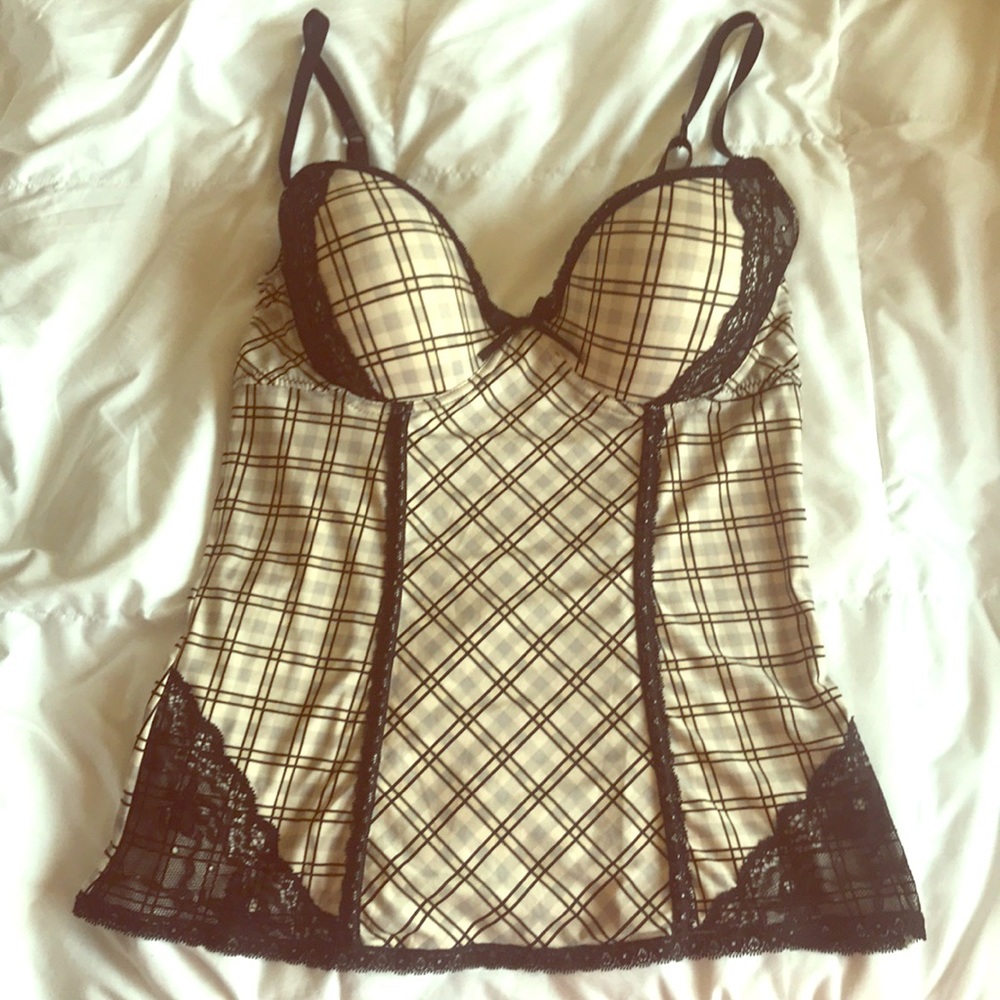 Sophie b. Intimate Camisole Plaid W/ Lace Accent M